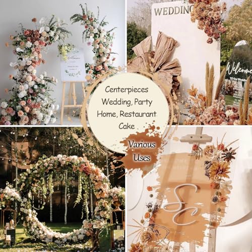 Artificial Flowers Combo Box Set Terracotta Silk Roses Dahlia with Stems DIY Bridal Wedding Bouquets Cake Gold Boho Nude Beige Fake Floral Arrangements Baby Shower Party Table Centerpieces Home Decor - color: Nude, Terracotta