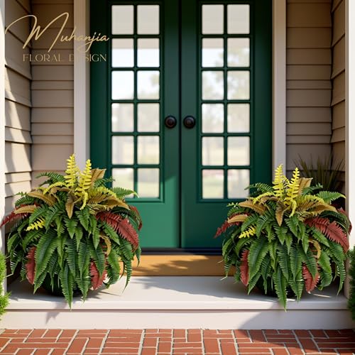 Muhanjia 50” Silky Artificial Boston Fern, 128 Fronds Large Hanging Plants for Outside Planter,Bush Floor Plants Large for Home Decor Porch Patio Garden Indoor Outdoor (128Fronds1Pcs) - color: 128fronds1pcs