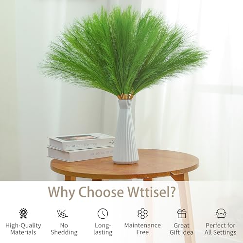 30pcs 22" Green Pampas Grass - Faux Pampas Grass Decor Artificial Pampas Grass for Tabke Vase Fluffy Artificial Pampas Grass for Boho Home Wedding Mothers Day Decoration - color: Grass Green, size: 30pcs