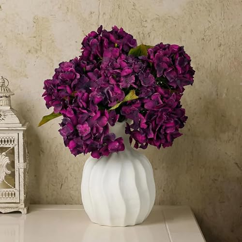 TOPIA Purple Silk Fall Flowers Artificial Silk Dried Hydrangea Flowers Artificial Fall Flowers Bouquet Dried Flowers for Home Decor(6 PCS) (Purple) - color: Purple