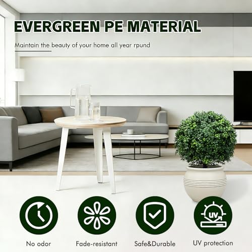 26-Inch Artificial Topiary Boxwood Ball Trees (Set of Two) – Lifelike, UV-Resistant Decor for Indoor & Outdoor Use – Enhance Your Space with Vibrant Greenery - color: 2pcs-ground Cutting-boxwood