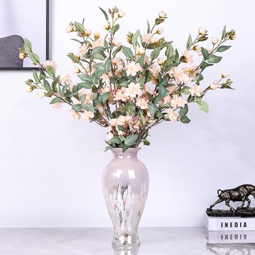 11.8" Tall Pink White Blown Glass Vase, Colorful Opaque Glass Vase, Unique Design Wide Mouth Art Decoration for Home, Living Room, Dining Table, Pampas Grass Decor (Pink White) - color: Pink White