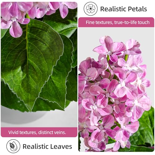 2 Pack Large Artificial Hydrangea Plants UV Resistant Fake Plastic plantas Flowers Trees Indoor Outdoor Realistic Floor Plants Faux Tree for Home Porch Garden Office Porch Patio Front Bonsai Decor - color: 9 Heads, size: 26 IN Pink