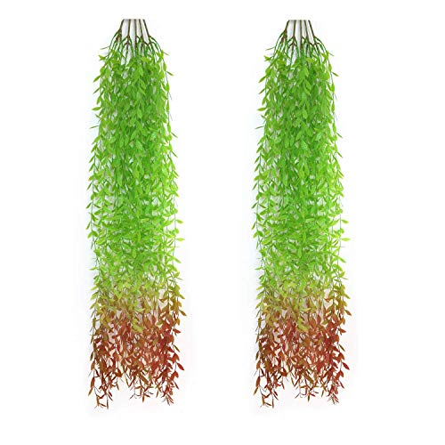 Artificial Hanging Plants, Fake Vines Plastic Ivy Greenery Christmas Decorations Garland Faux Vine Grass Flowers Leaves Outdoor Indoor Home Garden Party Wedding Bedroom Wall Decor - Green Red 10 Pack - color: Long Vines/ Green Red/ 10 Pack