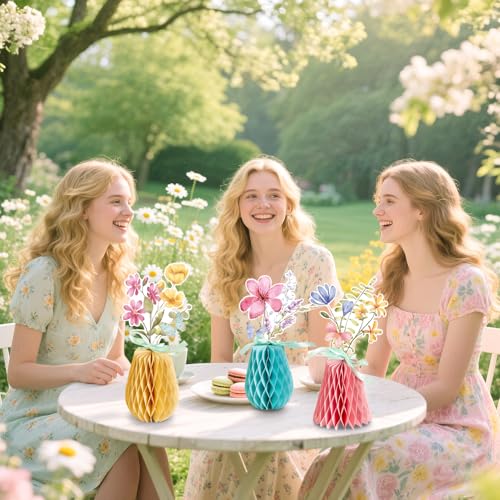 Hopecore 9 PCS Wildflowers Centerpieces Wildflowers Birthday Party Decorations Honeycomb Table Centerpieces Supplies for Home Wedding Baby Shower Decor - color: Wildflower