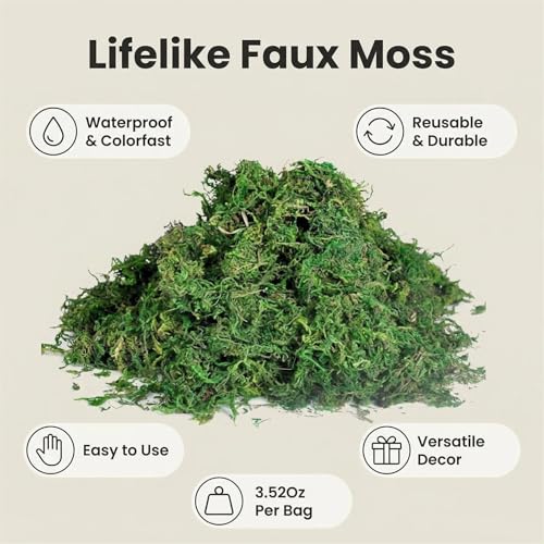 Artificial Moss, Fake Green Moss for Fairy Garden, Crafts, DIY Terrariums, Floral Arrangements, Waterproof Colorfast Moss Decor for Indoor Plants, Reusable, Green, 3.52 Oz - color: Green 3.52 Oz
