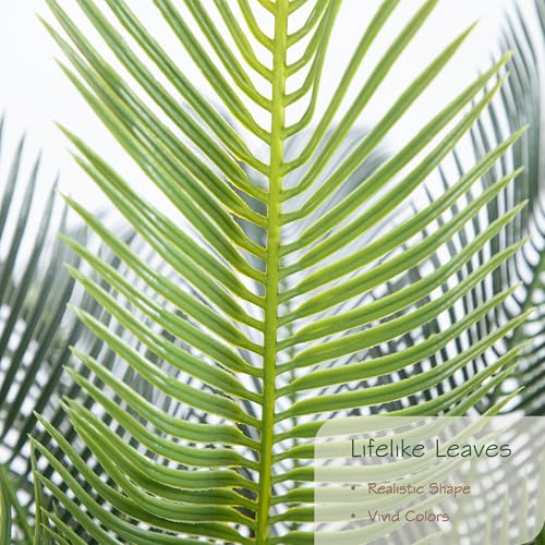Bellacat 4ft UV Resistant Faux Sago Palm Tree with Natural & Lifelike Bark, 48in Super Full Artificial Cycad Tree with Realistic Leaves, for Home Office Patio Porch Front Door Decor. - size: 4ft