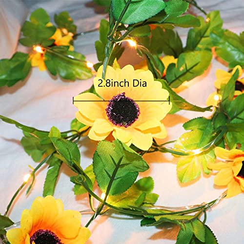 Fielegen 20 LED Artificial Sunflower String Lights, 7.2 ft Sunflower Garland with Lights Battery Operated Flower Fairy String Lights for Bedroom Wedding Birthday Party Home Garden Decor - color: Sunflower