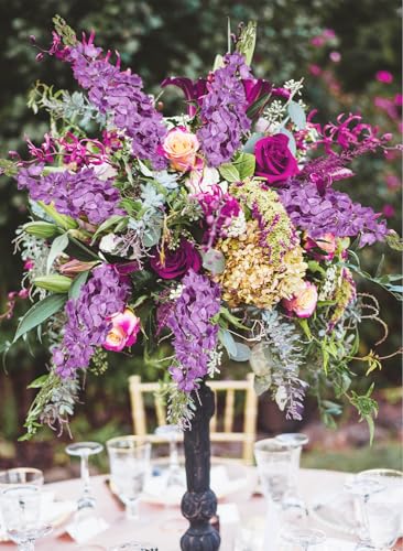 IPOPU 43.3" Purple Delphinium Artificial Flowers 5PCS Faux Delphinium Flowers Larkspur Long Stem Artificial Flowers for Wedding Table Centerpieces Home Garden Decor(Purple) - color: Deep Purple