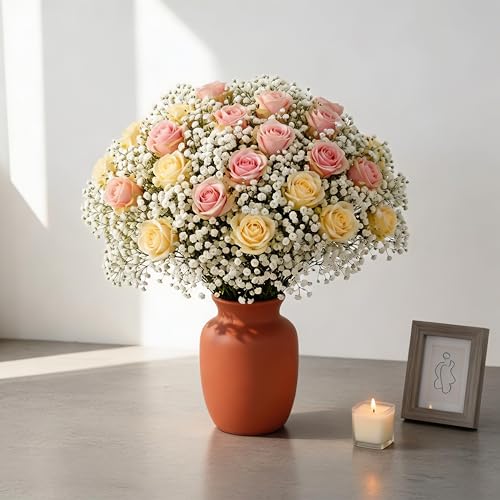 100Pcs Baby's Breath Artificial Flowers, White Real Touch Gypsophila Fake Flowers Bulk for Wedding Bouquet, Home Table Centerpieces, Bridal Shower, Party Garden Decor