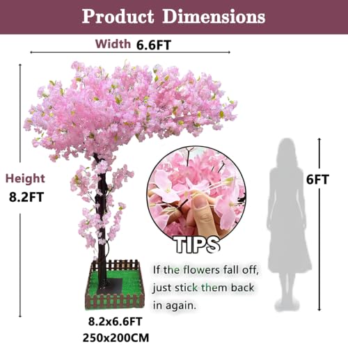 8.2FT Tall Artificial Cherry Blossom Trees Large for Indoor Outdoors,Pink Faux Fake Cherry Blossom Tree for Wedding Party Office Shopping Hotel Restaurant Living Room Home Decor - color: Pink, size: 8ft 2in