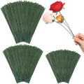 Suncalla 300pcs Artificial Flower Stems, 6.7in、8in、10in Plastic Green Floral Wire Stems for Artificial Flower Making, DIY Crafts Bouquet Stem Arrangements Decor Supplies