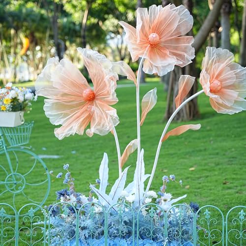 Giant Flowers for Decoration,Wedding Reception Essential Decoration,5.6 Ft Big Artificial Silk Flower with Stems and Stands,Party Banquet Background Decor，Home Decor（Orange Champagne） - color: Orange Champagne