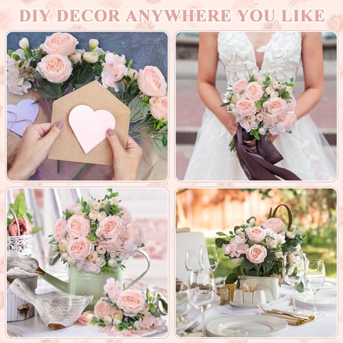Yunsailing 8 Packs Artificial Peony Flowers Faux Silk Hydrangea Bouquet Vintage Wedding Home Table for Door Decor Reusable Bouquet of Rose Flowers for Valentine Wedding Birthday Party(Champagne) - color: Champagne, style: Hydrangea