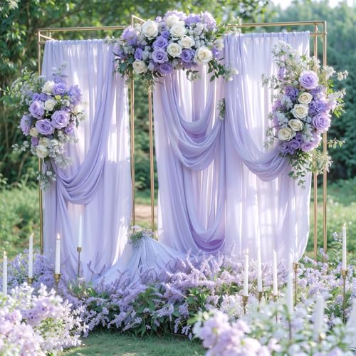Wedding Arch Draping Fabric, 1 Panel 18FT Purple Sheer Backdrop Curtain Chiffon Fabric Drapery Voile Scarf Draping Panels for Wedding Archway Ceremony Curtain Valance Party Decoration - color: Purple Drapes Curtain, size: (1 Panel )6 Yards/18ft