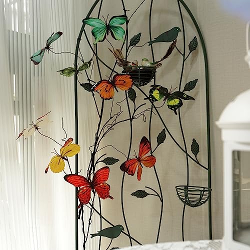 Artificial Butterfly, Silk Butterflys, Butterflies for Crafts for Floral Arrangements, 3D Butterfly Stakes Decor, Patio Plant Pot, Flower Bed Home Decor - color: Orange Series-1 Branch