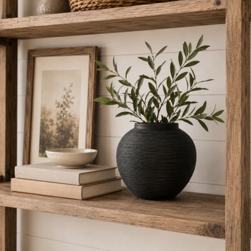 Black Vase, 8.3" Matte Black Ceramic Vase for Home Decor Centerpiece - color: Matte Black, size: 8.3in