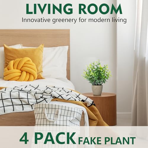 FAVOWREATH 2 Pack Fake Plants Ceramic Mini Artificial Greenery Potted Plants for Home Decor Office Decor Room Decor Farmhouse Decor Indoor Table Bathroom Decor - color: 2 Grey