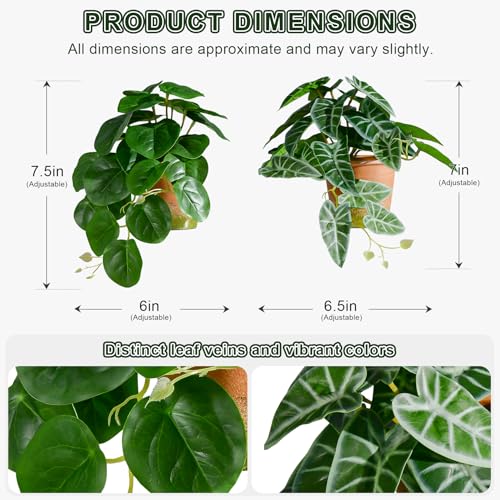 2 Pack Fake Pothos Plants Artificial Small Potted Plant Faux Plants Realistic Modern Silk Greenery Indoor Decor for Shelf Desk Home Bathroom Farmhouse Living Room Coffee Table (Green-Type 2) - color: Green-type 2