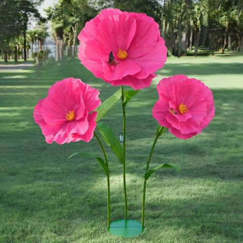 5.8 Ft Giant Artificial Flowers,Large Paper Flower,Huge Poppy Flowers Decoration for Wedding,Hotel,Office,Window Display and Home Farmhouse Decor(Red) - color: Red
