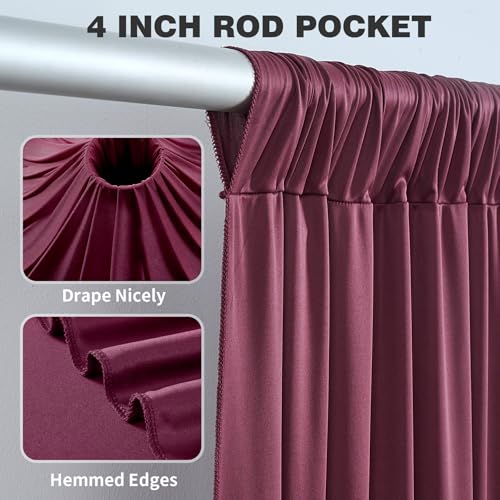 10ftx12ft Burgundy Backdrop Curtains for Parties, Wrinkle Free Polyester Burgundy Photo Backdrop Drapes 2 Panels 12 ft Long Back Drop Cloth for Wedding Birthday Photography Background Party - color: Burgundy, size: 5ft(W)x12ft(H)_2 Panels