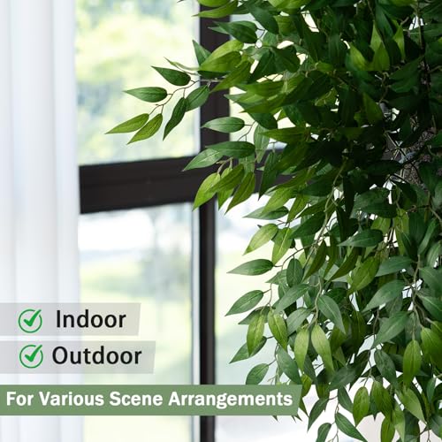 mizii 24pcs Italian Ruscus Artificial Greenery Stems Silk Green Leaves 20in Fake Spray Plants Stem Garland Greenery Decoration for Centerpieces Wedding Arch Flower Bouquet Table Room Wall Decor (24)