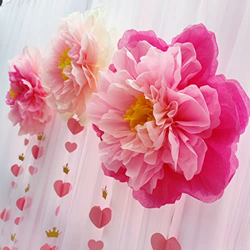 Giant Shades of Pink Paper Flower for Wall 20 Inch Birthday Floral Backdrop Baby Girls Room Nursery Wall Decor Party Supplies Pack of 3 - color: Pink