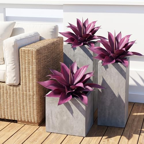 Artificial Agave 16.5In Faux Agave Fake Greenery Outdoor Artificial Plant Fake Plant for Indoor Home Decoration Plastic Plant Outdoor Decor Front Porch Decor Simulation Plants 2Pack(Purple) - color: 15"purple
