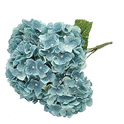 2Bouquets Artificial Fake Flowers Plants Silk Hydrangea Arrangements Wedding Bouquets Decorations Plastic Floral Home Kitchen Garden Party Festival Bar DIY (Gray Blue) - color: Gray Blue