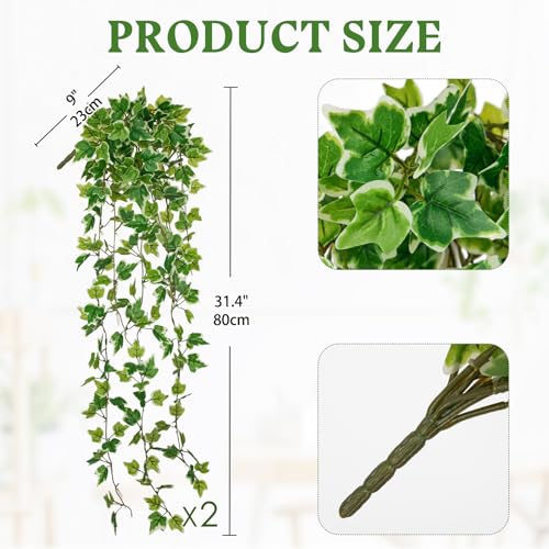 Hollyone 2pcs Artificial Hanging Plants 31" Fake Ivy Vine Faux Ivy Leaves Hanging Plant Greenery for Wall House Room Patio Indoor Outdoor Home Shelf Office Wedding Decor - color: Ivy-style 1, size: Small Ivy-2 Pack