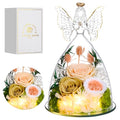 Mothers Day Rose Gifts for Women Preserved Real Flower in Glass Angel Figurines Roses for Delivery Prime Birthday Gifts for Mom Grandma Girlfriend Wife Her, ChampagneGold Austin - color: Champagnegold Austin