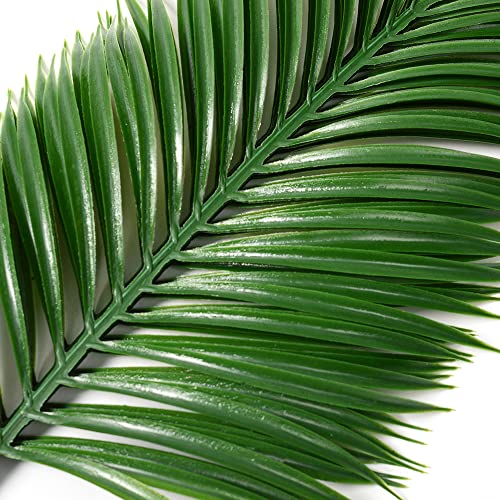 CLONG 12pcs Artificial Palm Leaves Tropical Plants Faux Fake Palm Fronds Plant (Green)