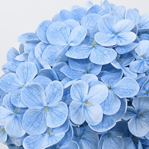 4 Pcs Blue Hydrangea Artificial Flowers, Latex Real Touch Hydrangea Flowers, 19.6'' Full Faux Hydrangea Flowers Fake Flowers for Home Decor Party Wedding Centerpiece Bouquet Floral Arrangements - color: Blue