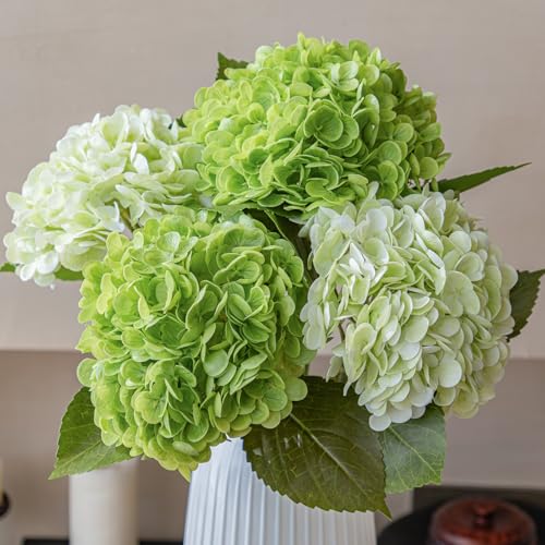 22" Large Real Soft Touch Artificial Hydrangea Flowers Bouquet Latex Hydrangeas for Wedding, Home, Office, Bridal Party Decoration Garden Office Room Table Centerpieces 2 Green 2 Light Green - color: 2pcs Green 2pcs Light Green