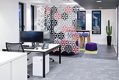 Felt Fiber Surface 14"x12" High Density Polyester Fiber Board 3D Flower Venus Hanging Room Divider Panel Cut Room Partition Home Decoratio(12 Pcs) (Pink) - color: Pink