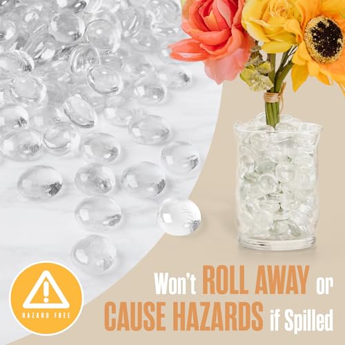 Houseables Glass Beads for Vases, Marbles for Vases, Glass Marbles, Vase Filler, Clear Beads, Flat Marble, Clear Gems, Crafts, Pebbles, Stones, Decorative Rocks, Plants, Florist, Floral, 10 LB, 1000PC - color: Clear, size: 10LBS