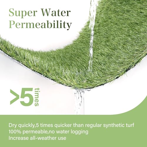 Artificial Grass Turf Rug 3.3 x 6 FT - Realistic Fake Grass Outdoor Carpet with Drainage, 1.2” High Synthetic Lawn Mat for Patio, Balcony, Garden, Pet-Friendly Indoor/Outdoor Use