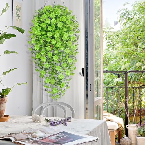 Waipfaru Artificial Hanging Four-leaf clover, 4pcs Fake Hanging Plants, Faux Ivy Pothos Vines Greenery for Wall Home Bedroom Living Room Aesthetic Kitchen Office Aesthetic Kitchen Indoor Outdoor Decor - color: Four Leaf Clover, size: 4Pcs Plants
