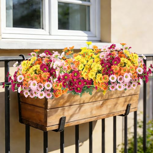 12 Bundles Daisy Artificial Flowers for Outdoors, Faux Daisies Artificial Flowers, Realistic Fake Mum Daisy Flowers, Faux Daisy Flowers for Front Porch, Garden, Yard, Home Decor, 13in (Mixed Colors) - color: Daisy-mixed Colors