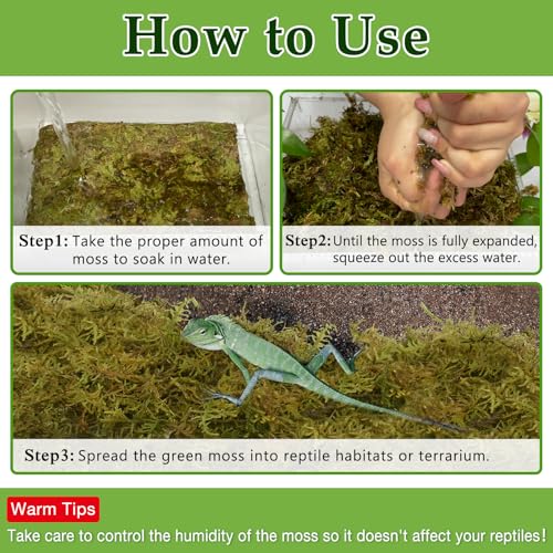 Halatool 5OZ Sphagnum Moss for Reptiles- 8QT Reptile Moss Bedding for Snake Tortoise Gecko Lizard Hermit Crab, Terrarium Humidity Retention - size: 5OZ