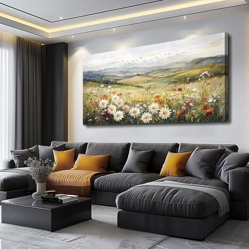 FUHAIHUA Canvas Wall Art For Living Room Large Framed Wall Decor For Bedroom Modern Office Wall Decorations Prairie Flowers Landscape Painting Farmhouse Pictures Artwork Home Decor 20" x 40" - color: Prairie Flower, size: 40"L x 20"W