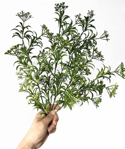 Artificial Plant Fake Boston Fern Stems, Faux Persian Flowers Stem Realistic Plants Plastic Greenery Bushes Ferns Shrubs for Home Decor Indoor Outdoor Garden Wedding Bouquet DIY Decoration - 5 Pack - color: Boston Fern Stem - 5 Pcs