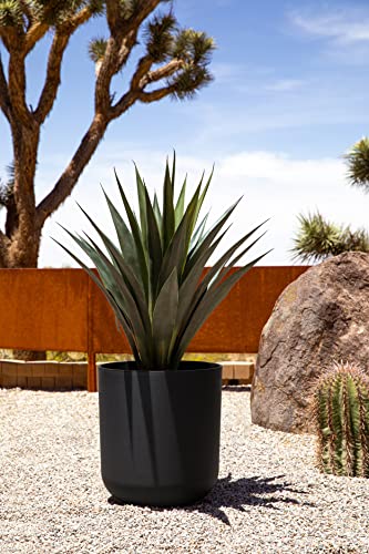 Veradek Round Black Plastic Planter Pots for Indoor/Outdoor Garden Use, with Drainage Holes, Suitable for Small to Large Succulent Plants, Flowers, Modern Interior Plants - color: Black, size: 20 inches