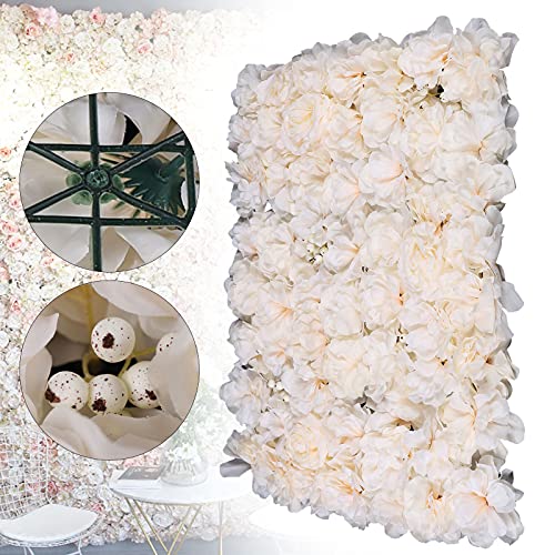 Flower Wall Panels 3D Flower Wall Backdrop, 6Pcs Artificial Flower Wall Panel Silk Rose Floral Decorative Faux Flower Wall Background for Wedding Home Decoration (Light Pink, 23.6 * 15.7in) - color: Light Pink