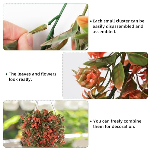 RECUTMS 2Pcs Artificial Fall Hanging Flowers for Outdoors Decoration Fake Fall Flowers Plants Faux UV Resistant Plastic Greenery Vines for Outdoor Garden Front Porch Thanksgiving Decor（Autumn Red） - color: Autumn Red-rose