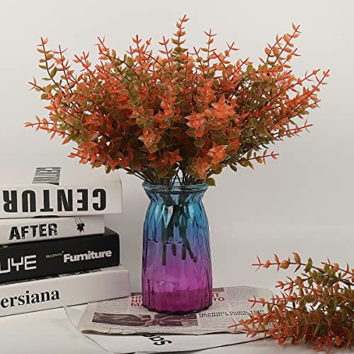 RECUTMS 8 Bundles Artificial Fall Flowers No Fade Faux Autumn Plants, Fake Indoor Outdoor Greenery Decorations for Thanksgiving Christmas Wedding Party Home Garden Fireplace Décor(Fall Eucalyptus) - color: Fall Eucalyptus, size: 8 Pcs