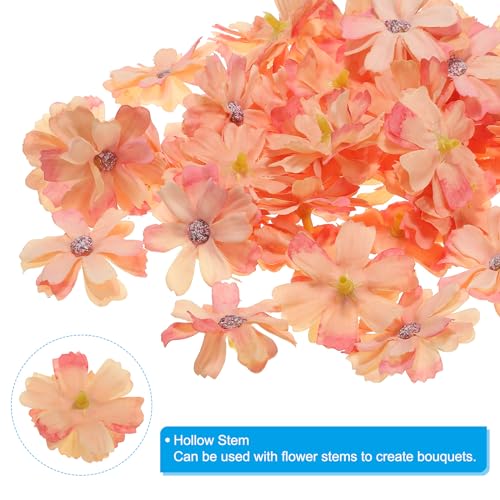PATIKIL Fake Flower Heads for Crafts, 30 Pcs Faux Flower Bulk Mini Artificial Silk Flowers Embellishments Cherry Blossom for Wreath Wedding Party Decoration, Orange - color: Orange
