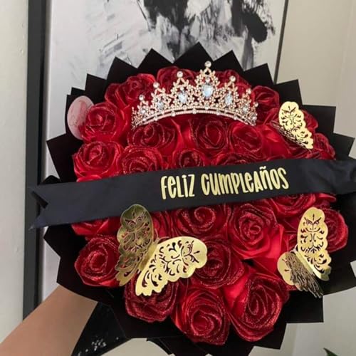 100 Pcs Premade Satin Ribbon Rose Petals Half-Finished Crafting DIY Eternal Flowers Bouquets & Floral Art Perfect for Weddings Birthdays Anniversaries,Engagements - color: 100 Pcs Red