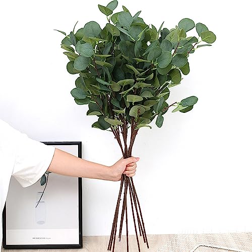 XZJMY 4 Pack Artificial Eucalyptus Stems Leaves 37.4" long Faux Eucalyptus Branches,Artificial Flowers Greenery for Home Decor Flower Arrangement Wedding Party Table Centerpiece (Green) - color: Green