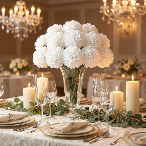 Larksilk 500 Pack Cream Carnations Artificial Flowers, Silk for Weddings | Bulk 500 cream silk carnation heads on 5in wired stems for wedding centerpieces, bouquets, arches & DIY crafts - color: Cream White, size: 500